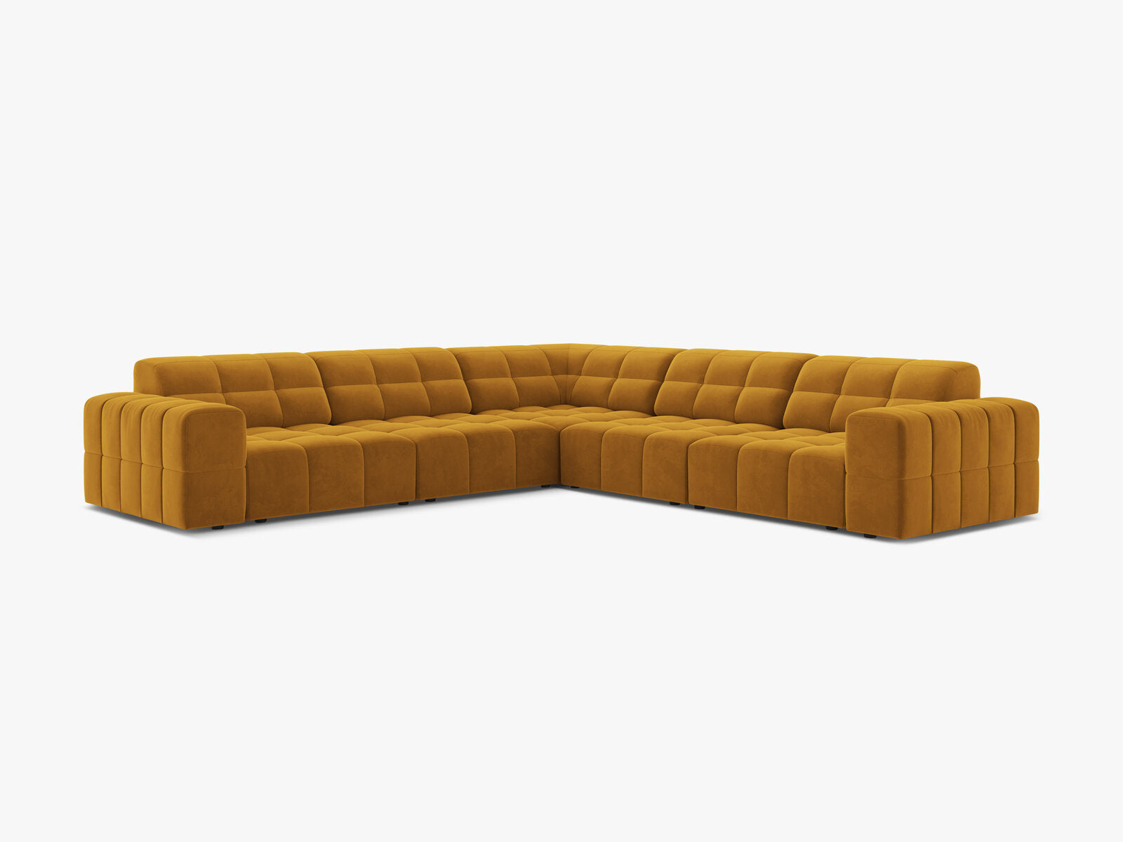 Micadoni Jennifer Modulares Ecksofa 7-Sitzer Samt Bluvel Gelb