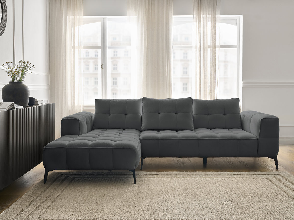 Bobochic Anis Ecksofa Strukturstoff Dunkelgrau Ecke links