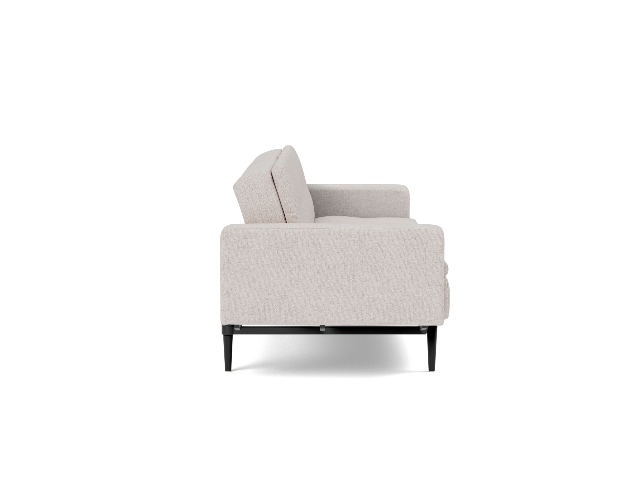 Schlafsofa Dublexo mit Armlehnen Strukturierter Stoff Weda 300-Weda-Sand Beine Styletto Eiche schwarz