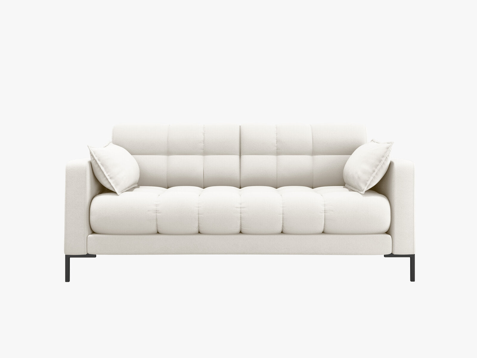 Micadoni Sofa Mamaia 2-Sitzer Strukturierter Stoff Neve Helles Beige schwarze Beine