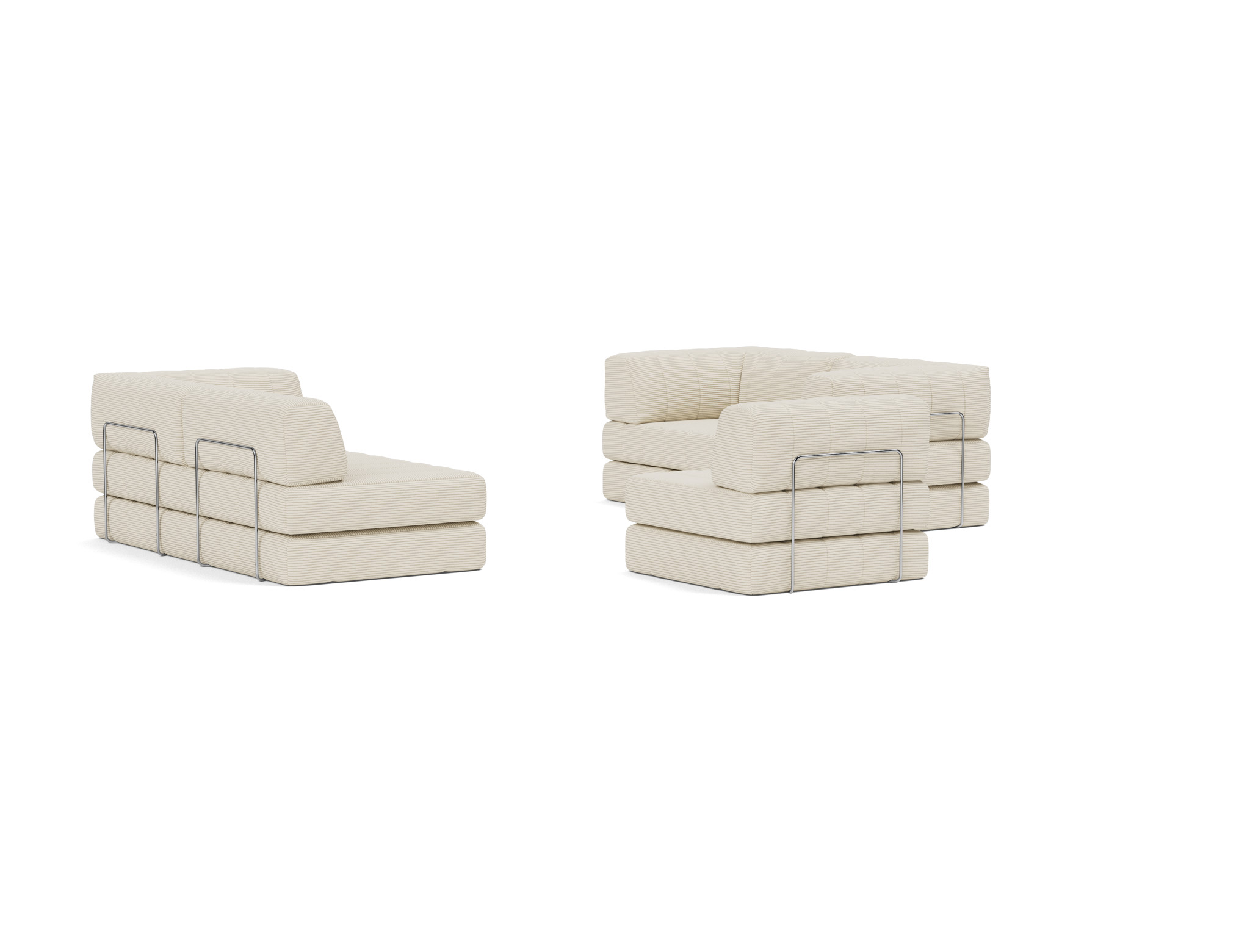 Eck-Schlafsofa CozyPad mit Armlehnen Kord Corduroy 594-Ivory