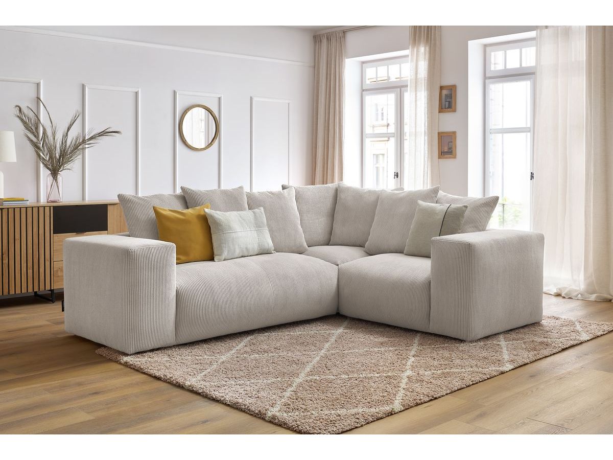 Bobochic Voltaire Ecksofa 268 × 214 cm Cordsamt Beige Ecke rechts