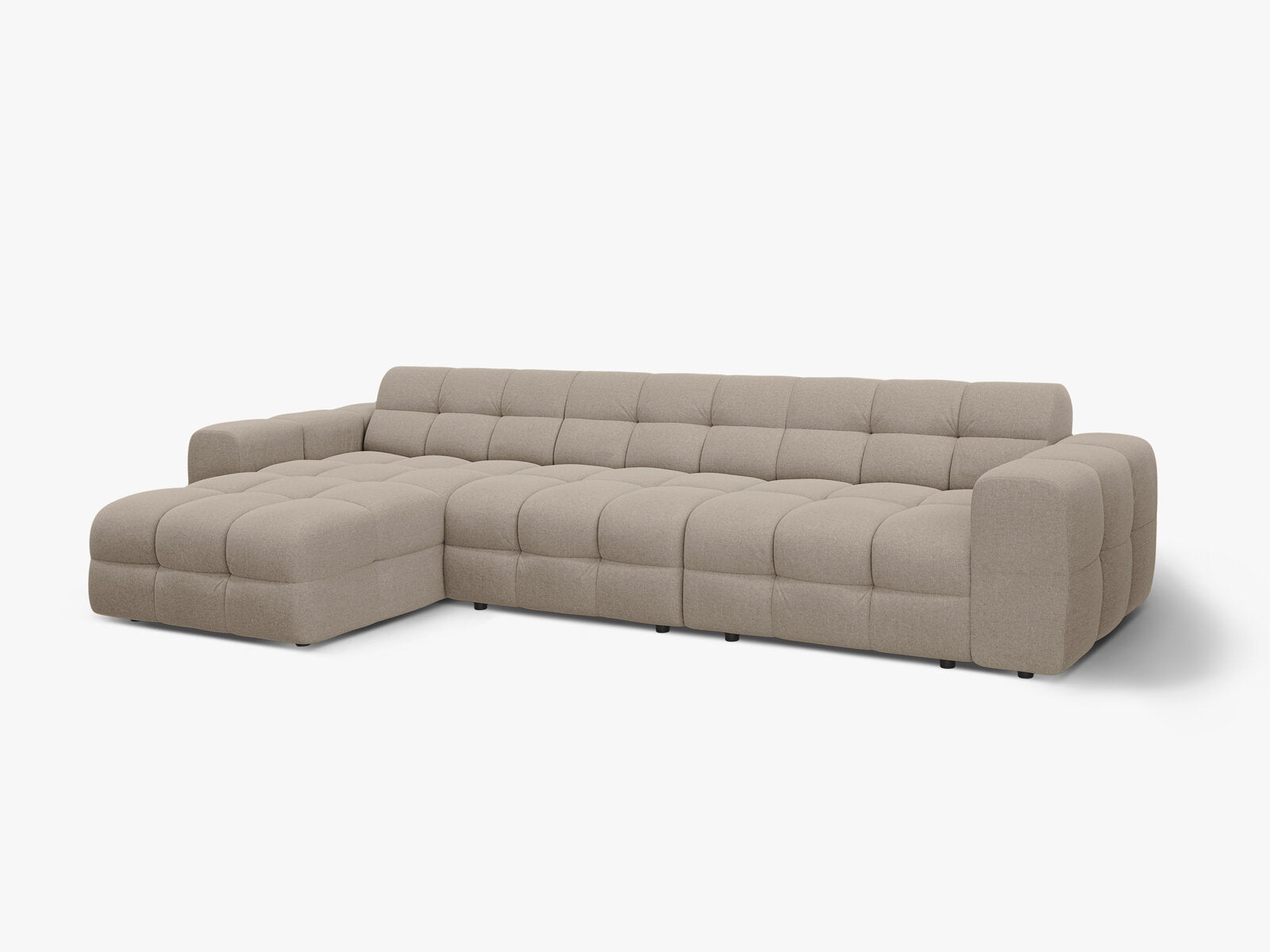 Micadoni Ecksofa Kendal 5-Sitzer Links Strukturierter Stoff Dunkelbeige