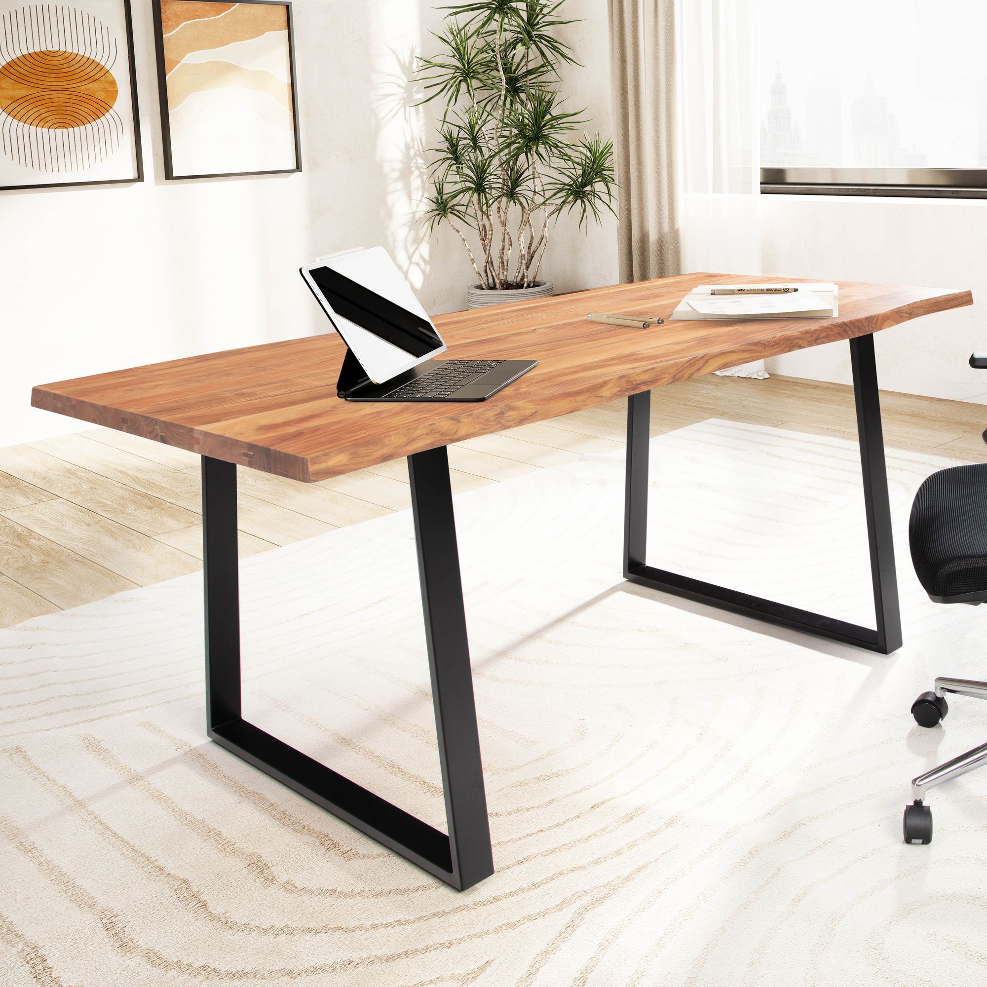 Schreibtisch Langvatn Akazie Massivholz 160 × 80 × 76 cm