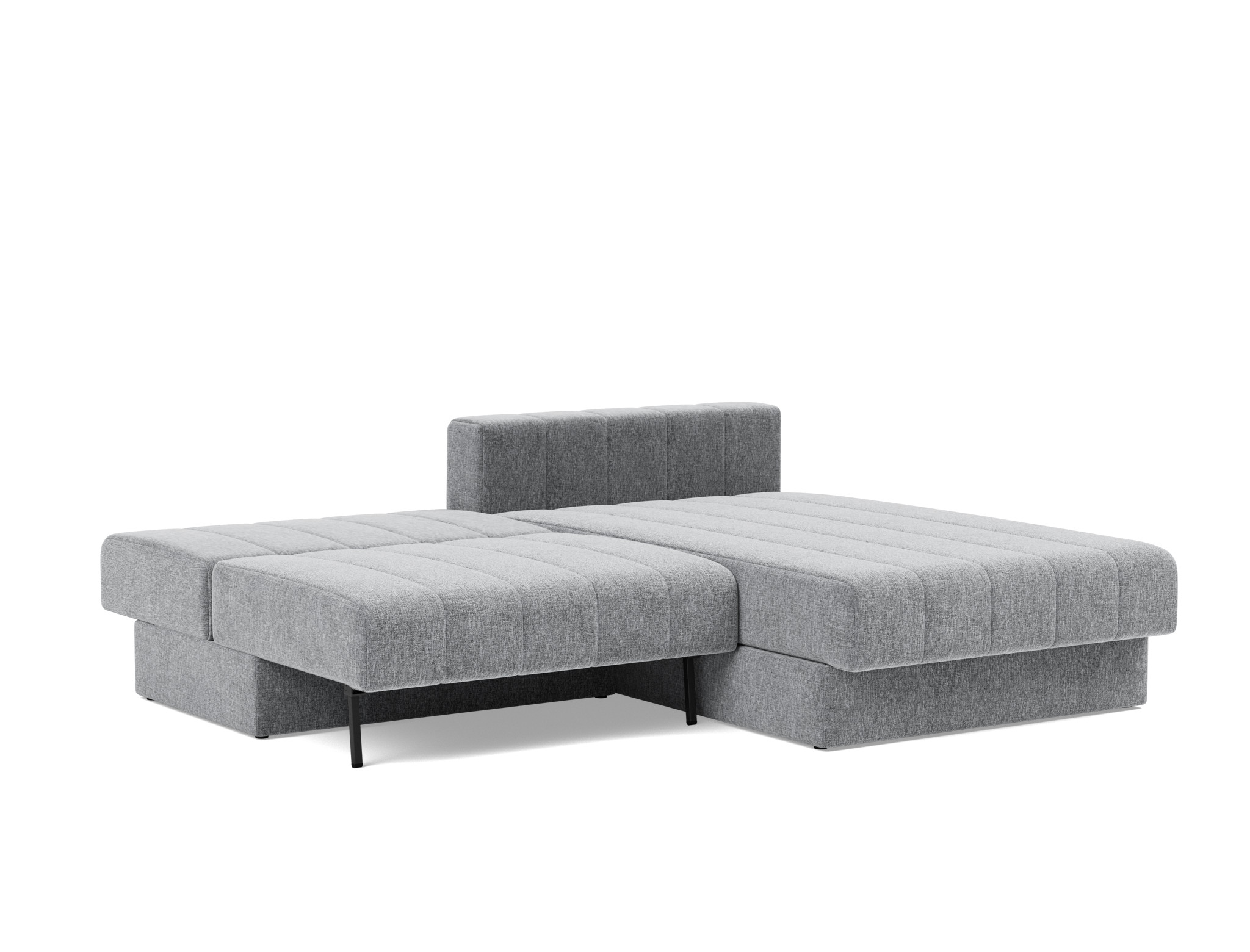 Schlafsofa Akello mit Chaiselongue Strukturierter Stoff Twist 565-Granite