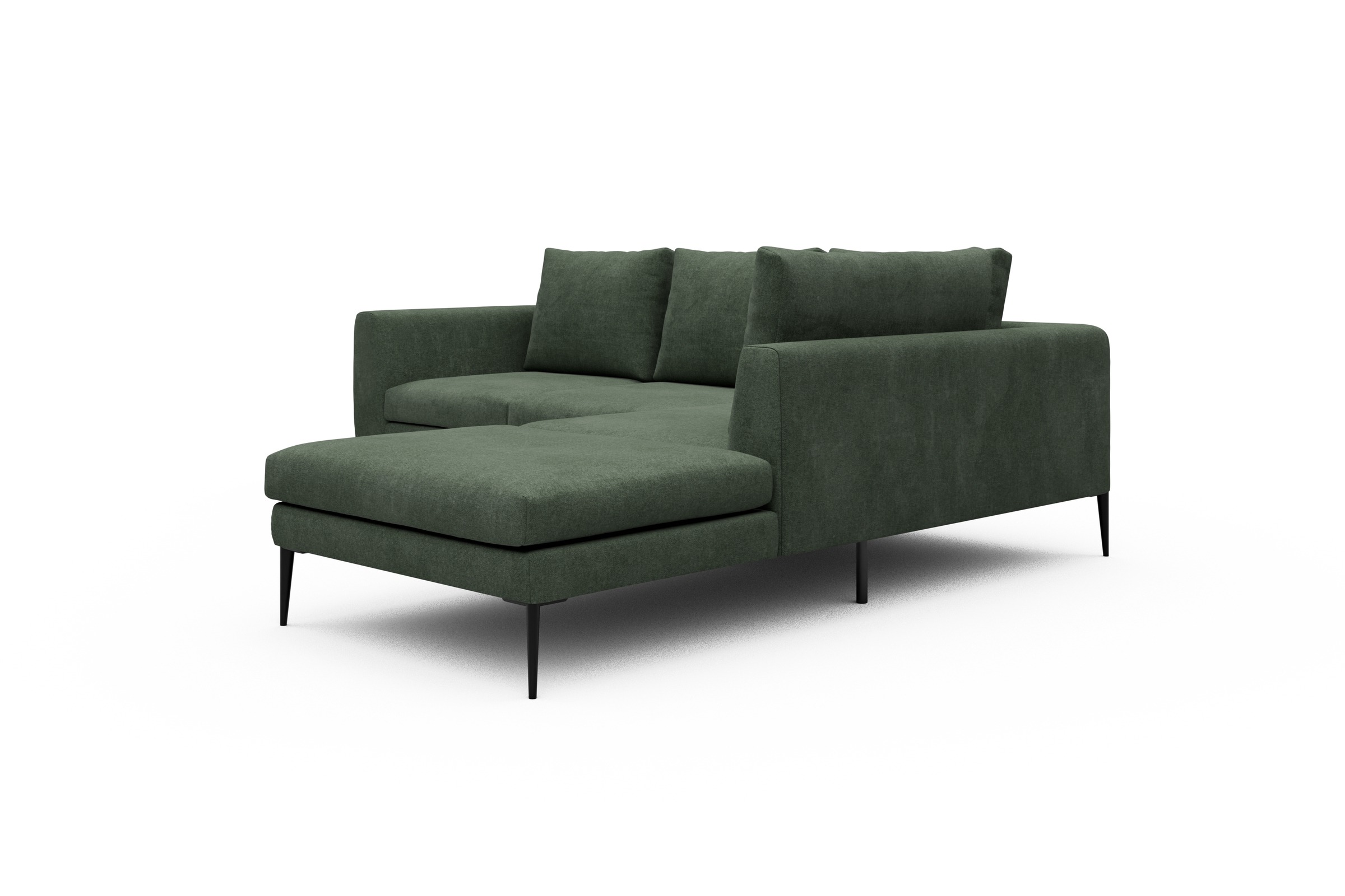 Ecksofa Paul Relax-Ecke rechts mit 2-Sitzer Casone-Forest-Green