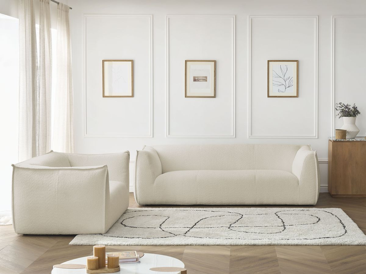 Bobochic Giorgia Sofa 5-Sitzer 412 × 100 cm Bouclé-Stoff Beige