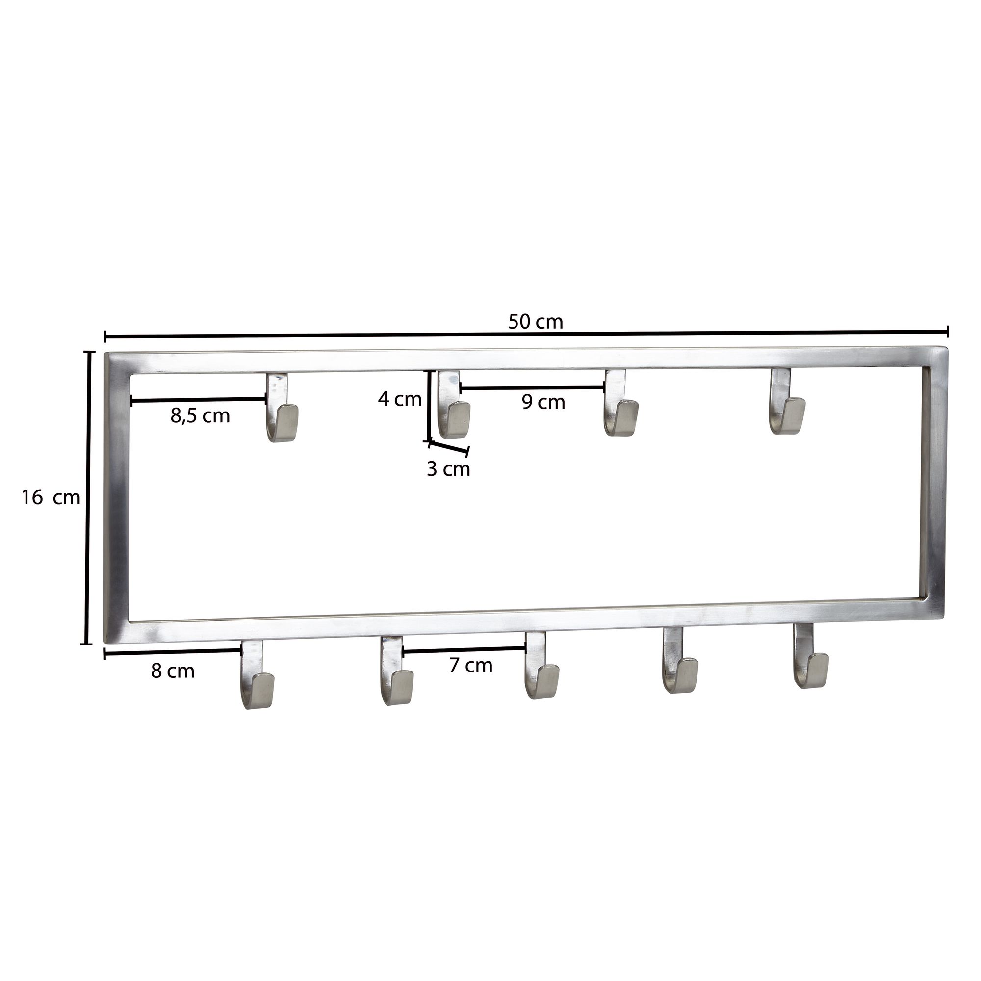 Wandgarderobe Gardabaer Metall Silber 50 × 4 × 20 cm