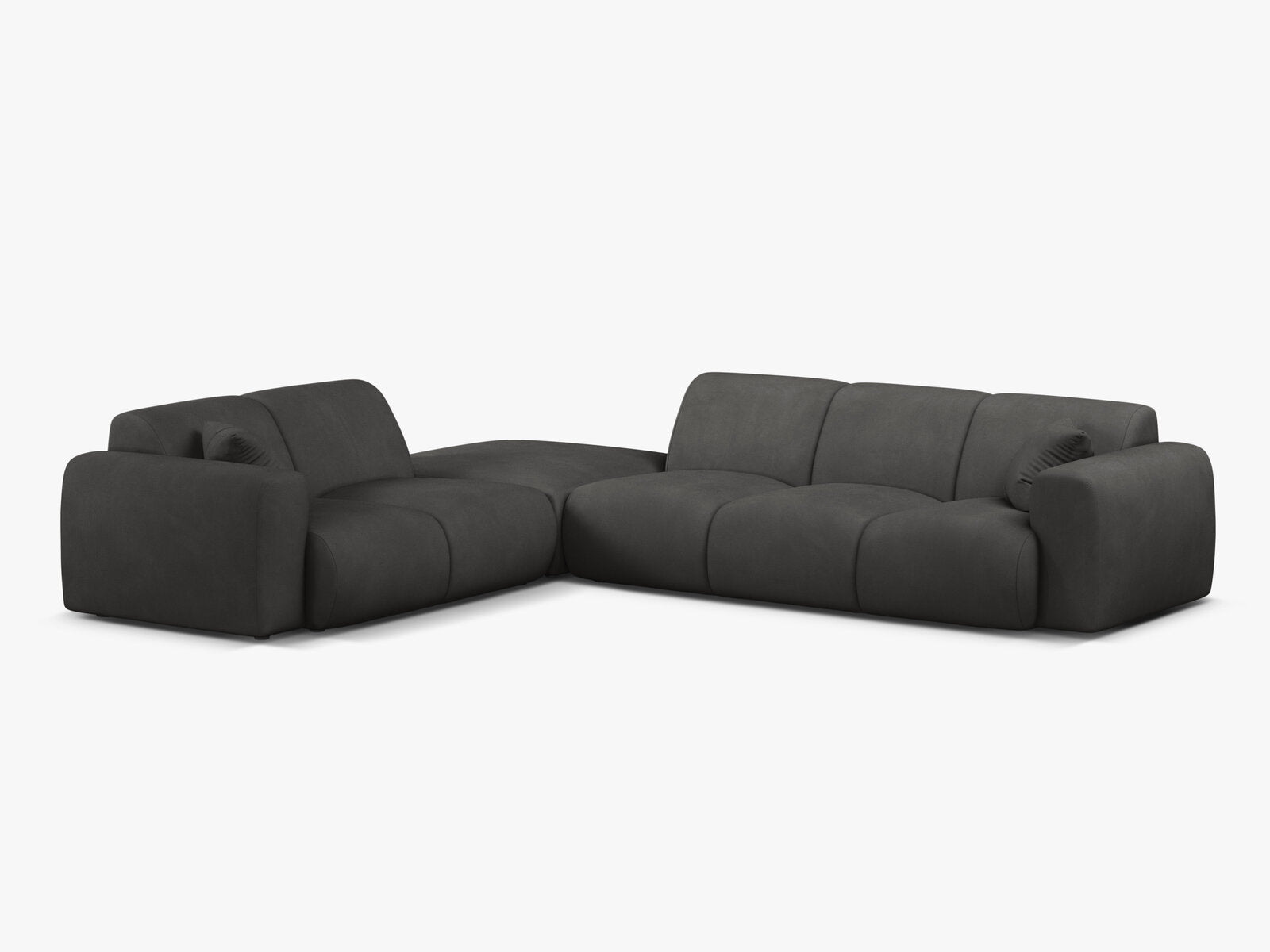 Micadoni Ecksofa Molino 6-Sitzer Links Strukturierter Stoff Rebel Dunkelgrau