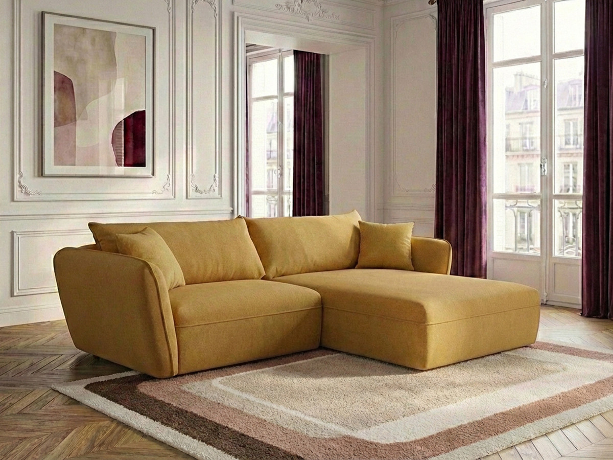 Bobochic Luigi Ecksofa Strukturstoff Gelb Ecke rechts