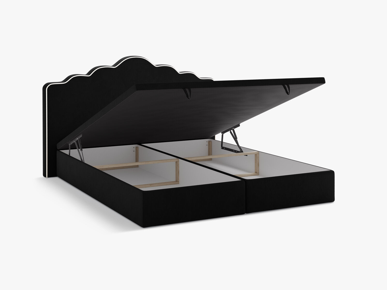 Micadoni Dream Boxspringbett mit Bettkasten und Kopfteil Samt Magic Velvet Elfenbein / Schwarz 140x200