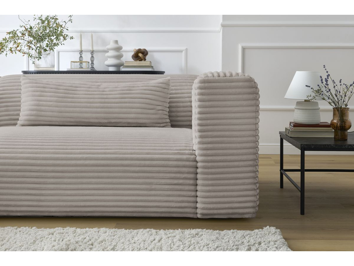 Bobochic Harry Ecksofa Breitcord weich Taupe Ecke links