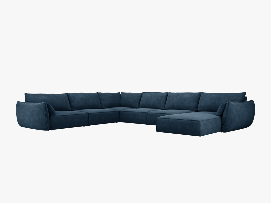 Micadoni Panorama-Ecksofa Kaelle 8-Sitzer Links Chenille Over The Horizon Königsblau