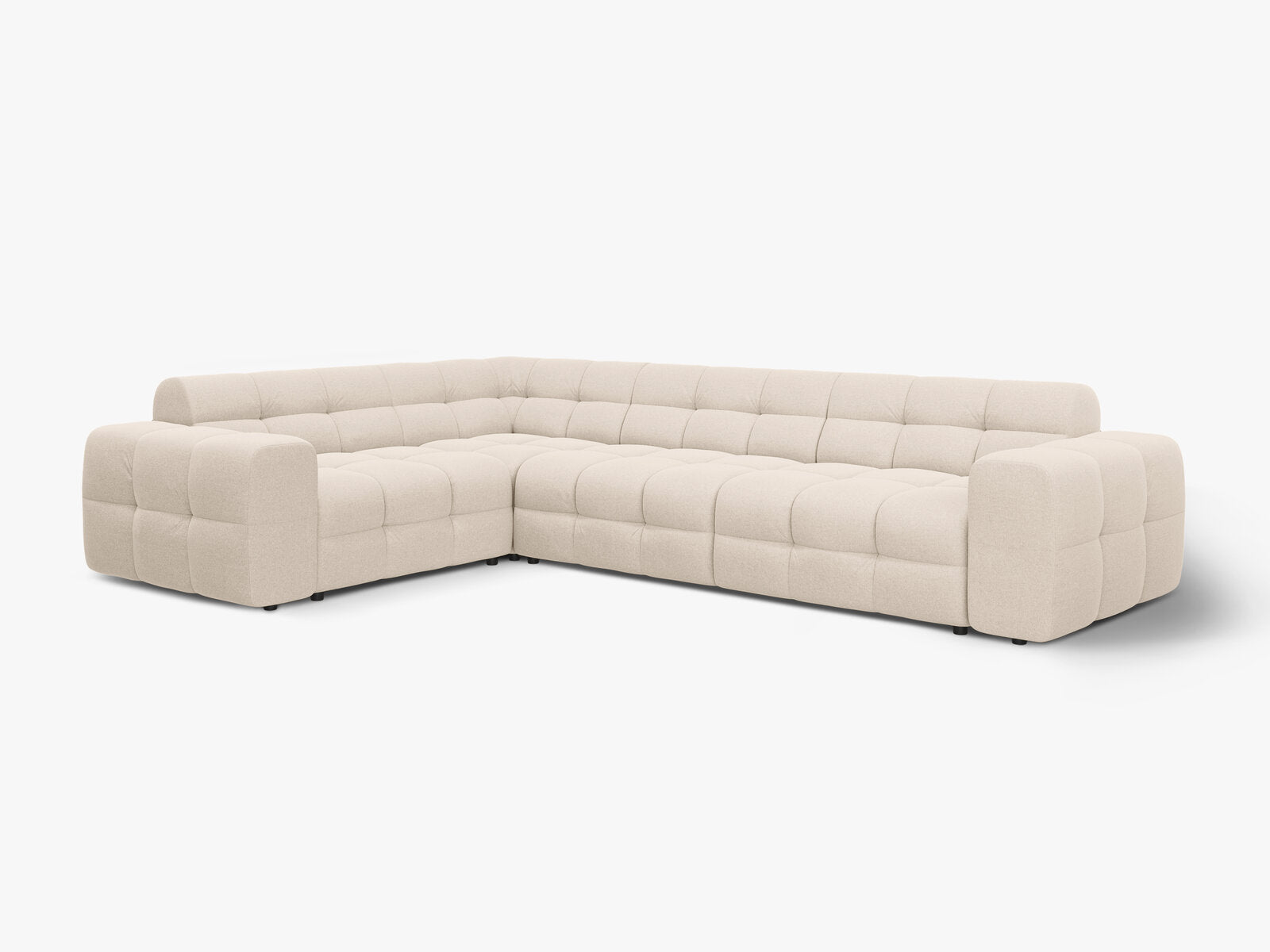 Micadoni Ecksofa Kendal 6-Sitzer Links Strukturierter Stoff Beige