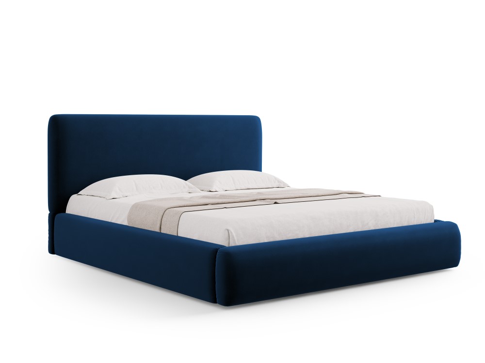 Cosmopolitan Design Stauraumbett mit Kopfteil Colonel 140x200 Samt Riviera Dunkelblau