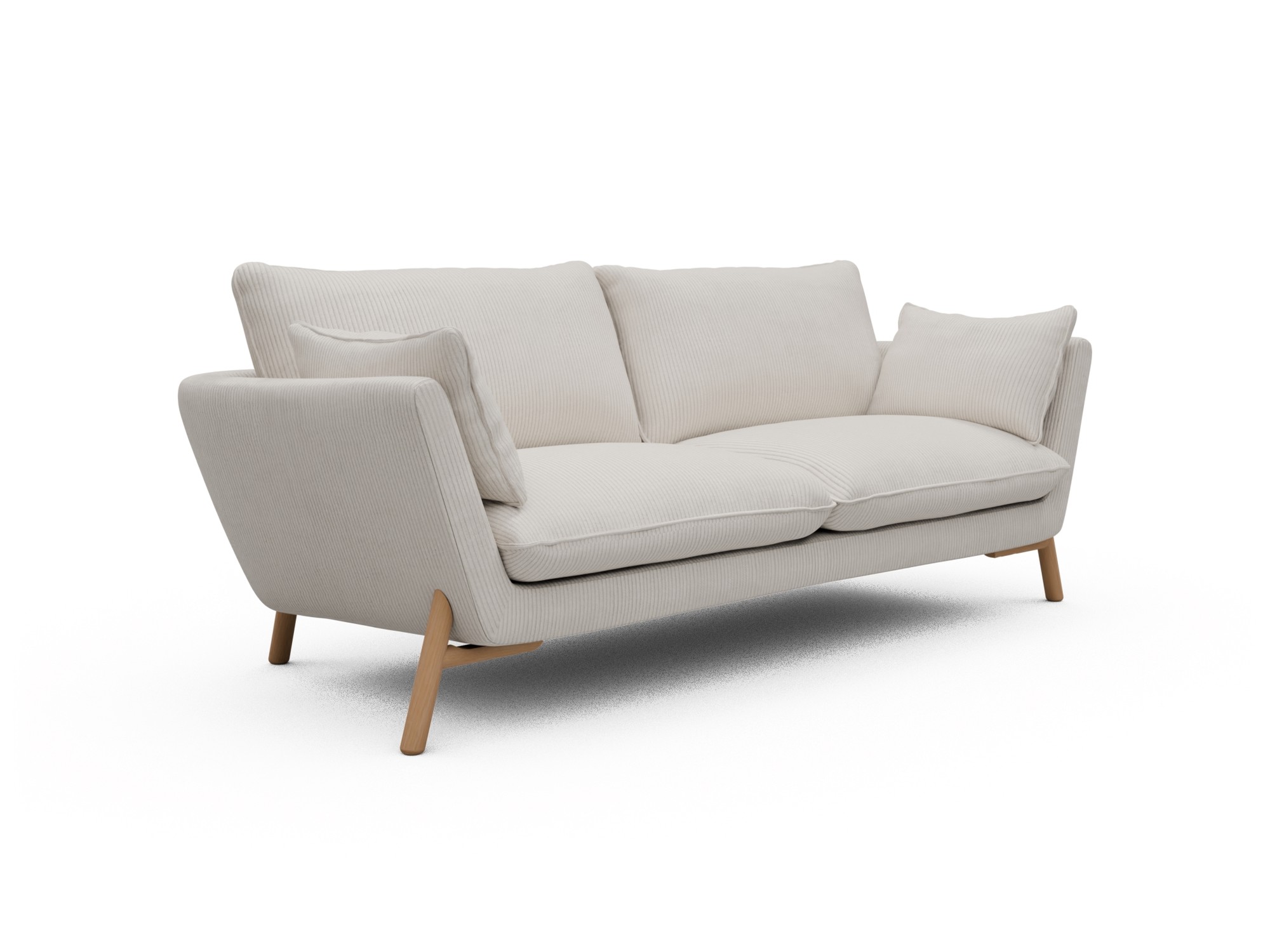 Skandi Home Sofa Emil 3-Sitzer Beinfarbe Eiche Natur Corduroy-Ivory moebelfaktor