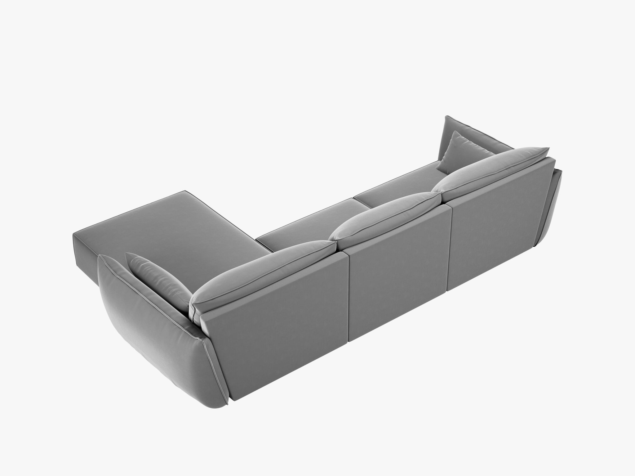 Micadoni Ecksofa Kaelle 4-Sitzer Rechts Samt Bluvel Grau