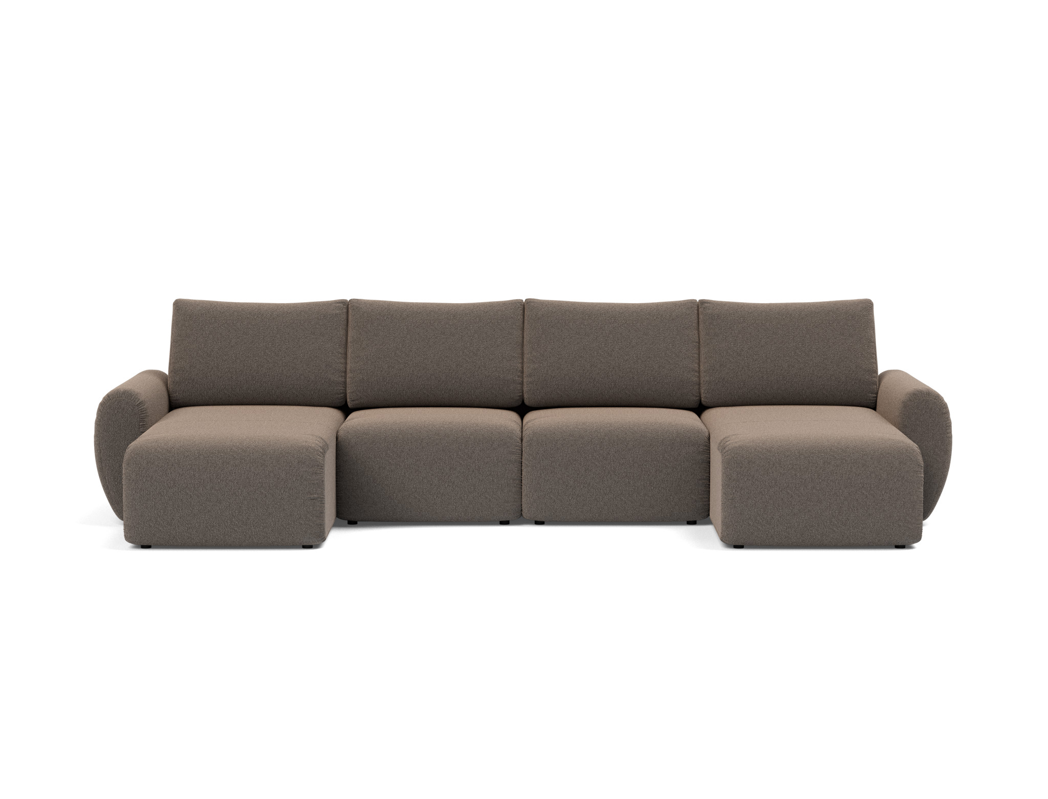 Schlafsofa Norum U-Form mit Curve-Armlehnen Boucle Skandi 530-Taupe