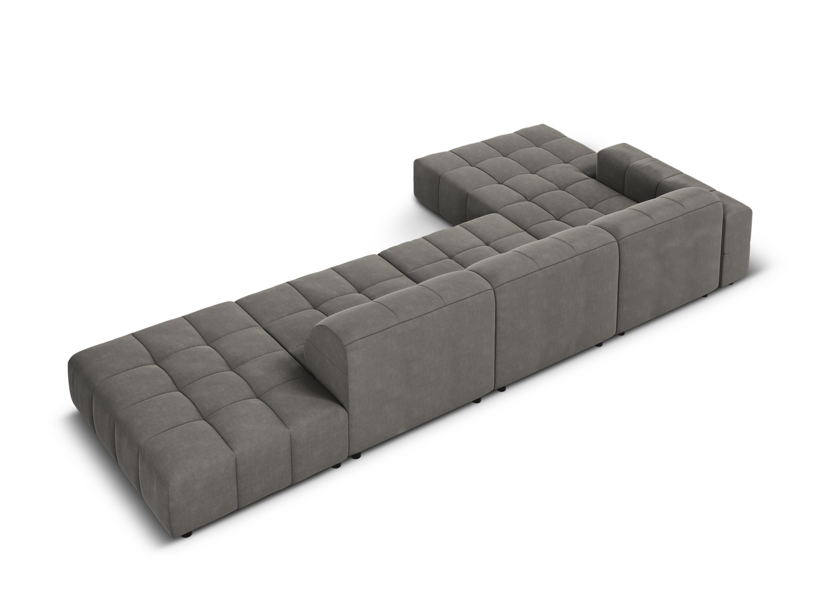 Cosmopolitan Design Ecksofa Chicago 5-Sitzer offen Samt Bluvel Hellgrau Links