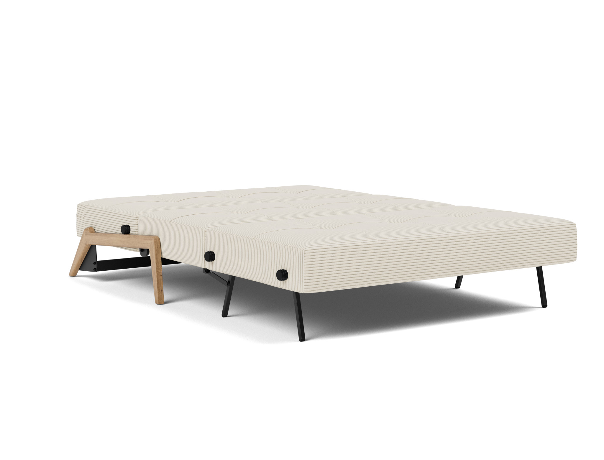 Schlafsofa Cubed 140 Kord Corduroy 594-Ivory Beine Eiche