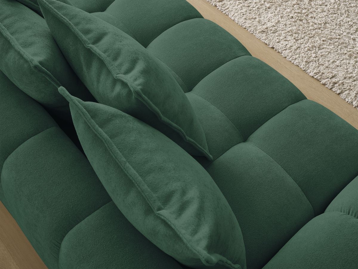 Bobochic Everest Schlafsofa 3-Sitzer mit Bettkasten, 5 Kissen Strukturstoff Grün