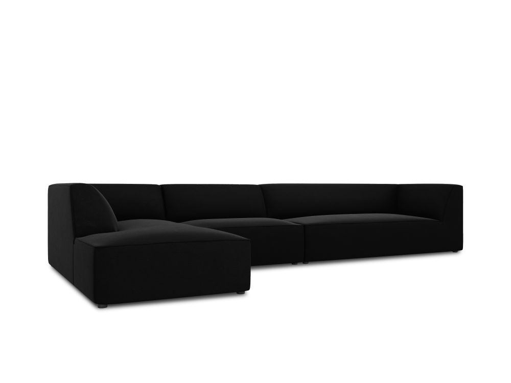 Cosmopolitan Design Ecksofa Siena 5-Sitzer Samt Salvador Schwarz Links