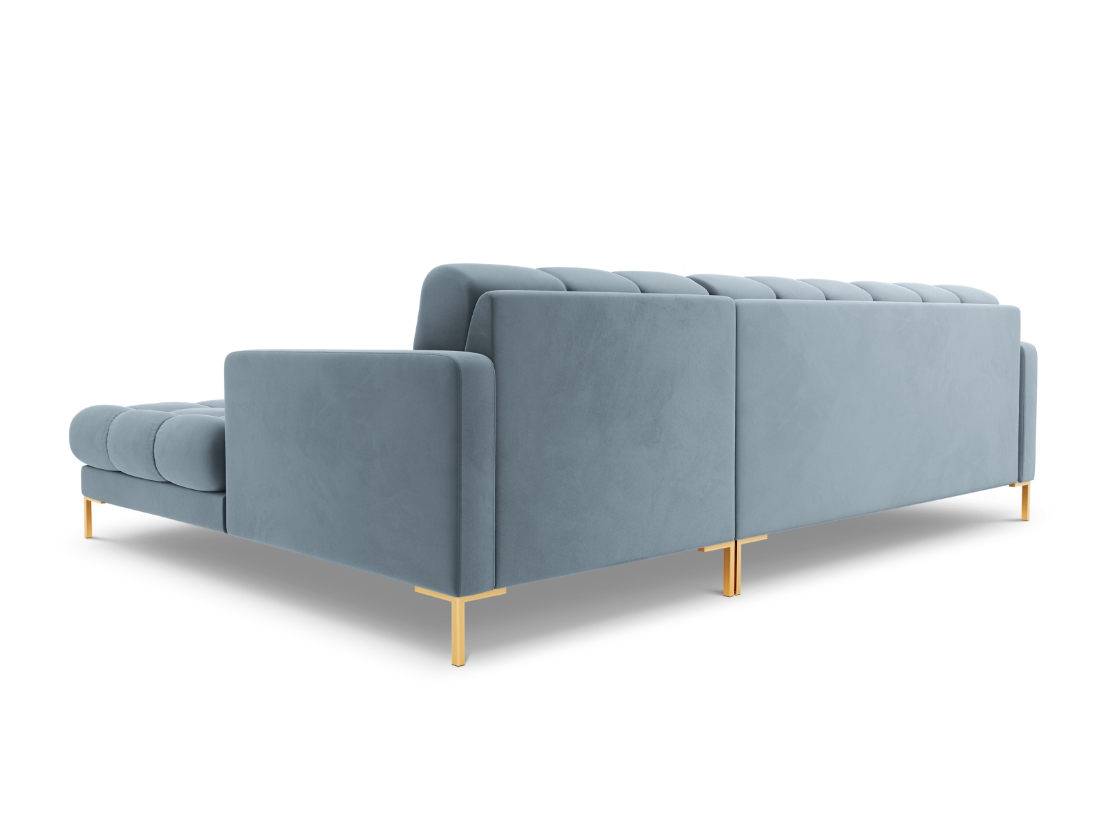 Cosmopolitan Design Ecksofa Bali 5-Sitzer Samt Bluvel Hellblau Rechts Beine Gold