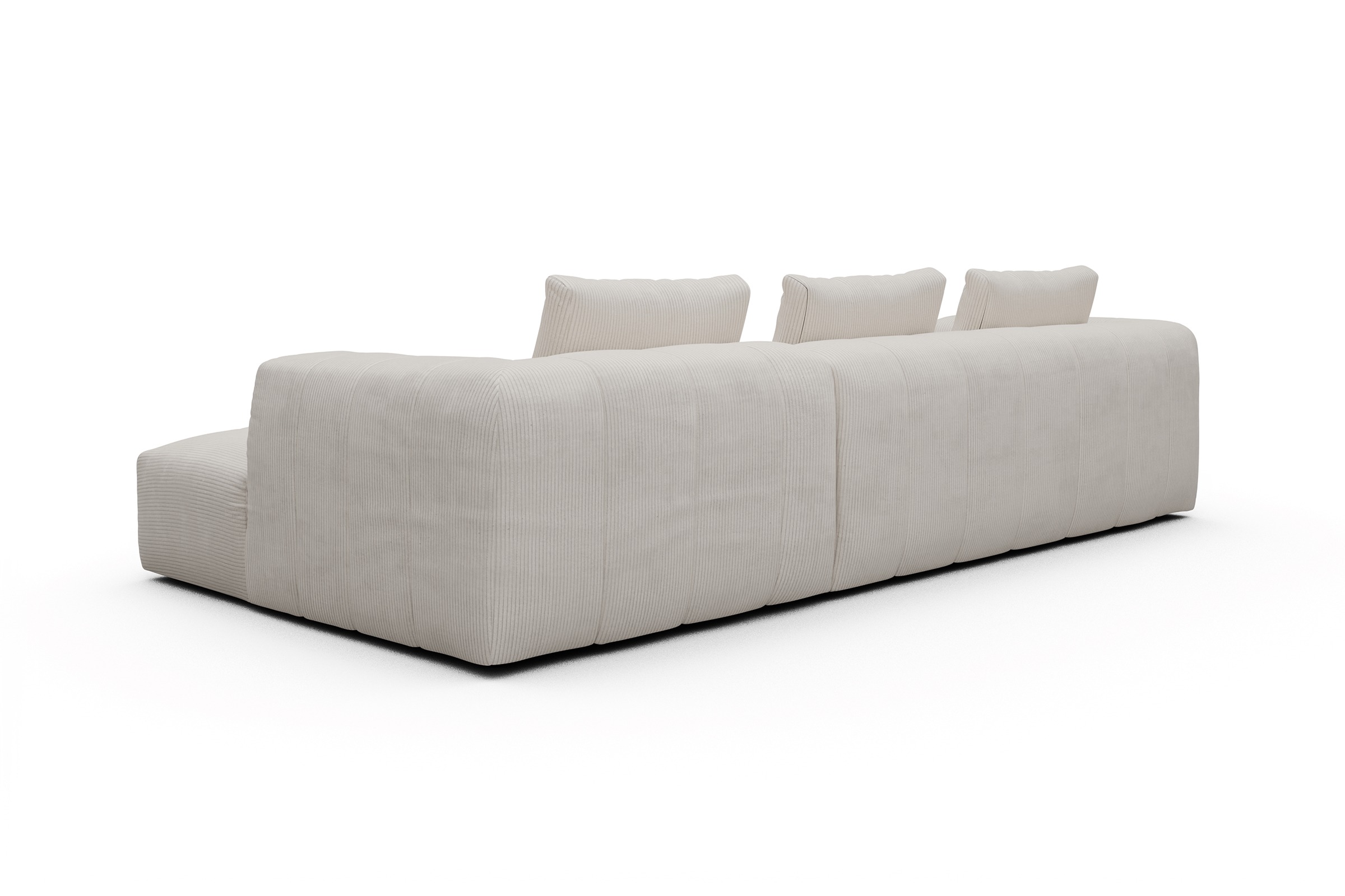 Ecksofa Hugo 2,5-Sitzer Armlehne links mit Chaiselongue Corduroy-Ivory