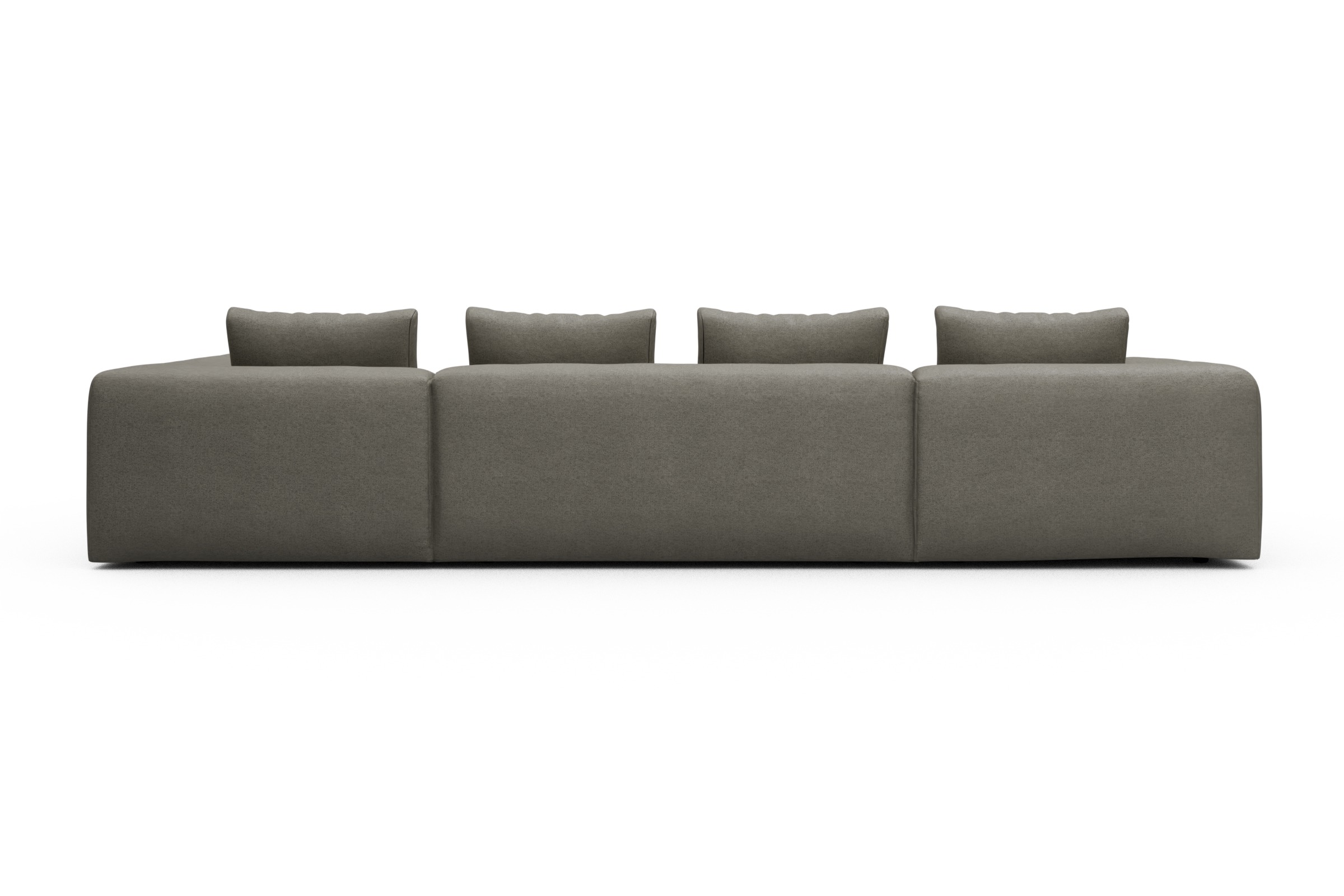 Wohnlandschaft Fred Relax-Ecke rechts mit 2-Sitzer und Chaiselongue links Denari-Warm-Grey