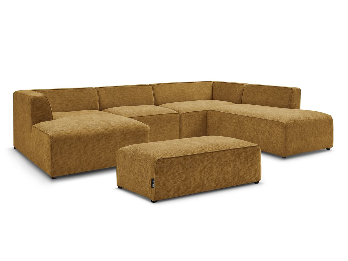 Bobochic Megeve Wohnlandschaft mit Pouf Strukturstoff Gelb Ecke links