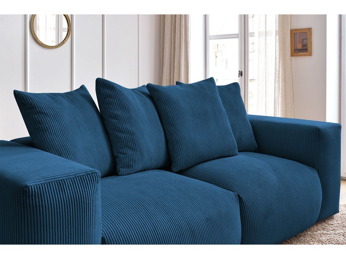 Bobochic Voltaire Sofa 3-Sitzer 248 × 100 cm Cordsamt Dunkelblau