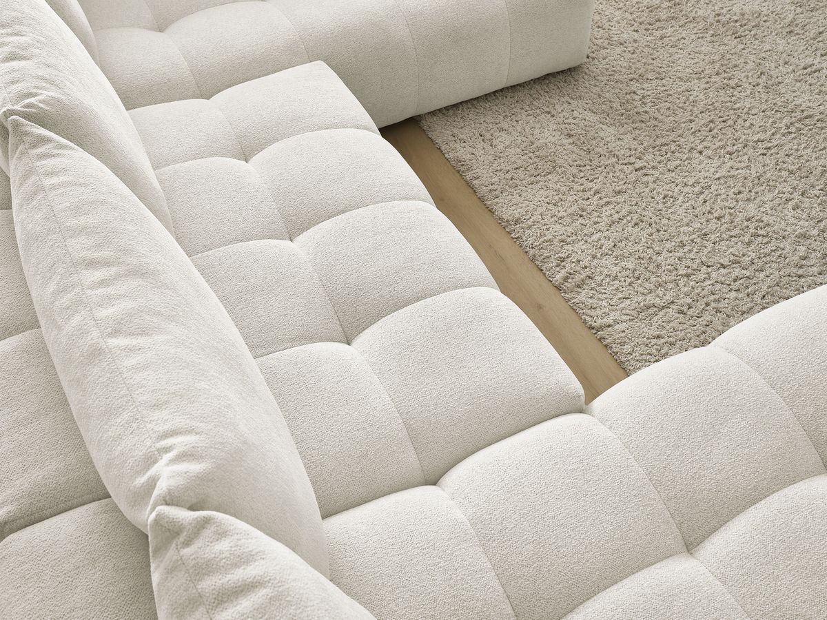 Bobochic Everest Wohnlandschaft, 6 Kissen Melange-Stoff Weiß Ecke links