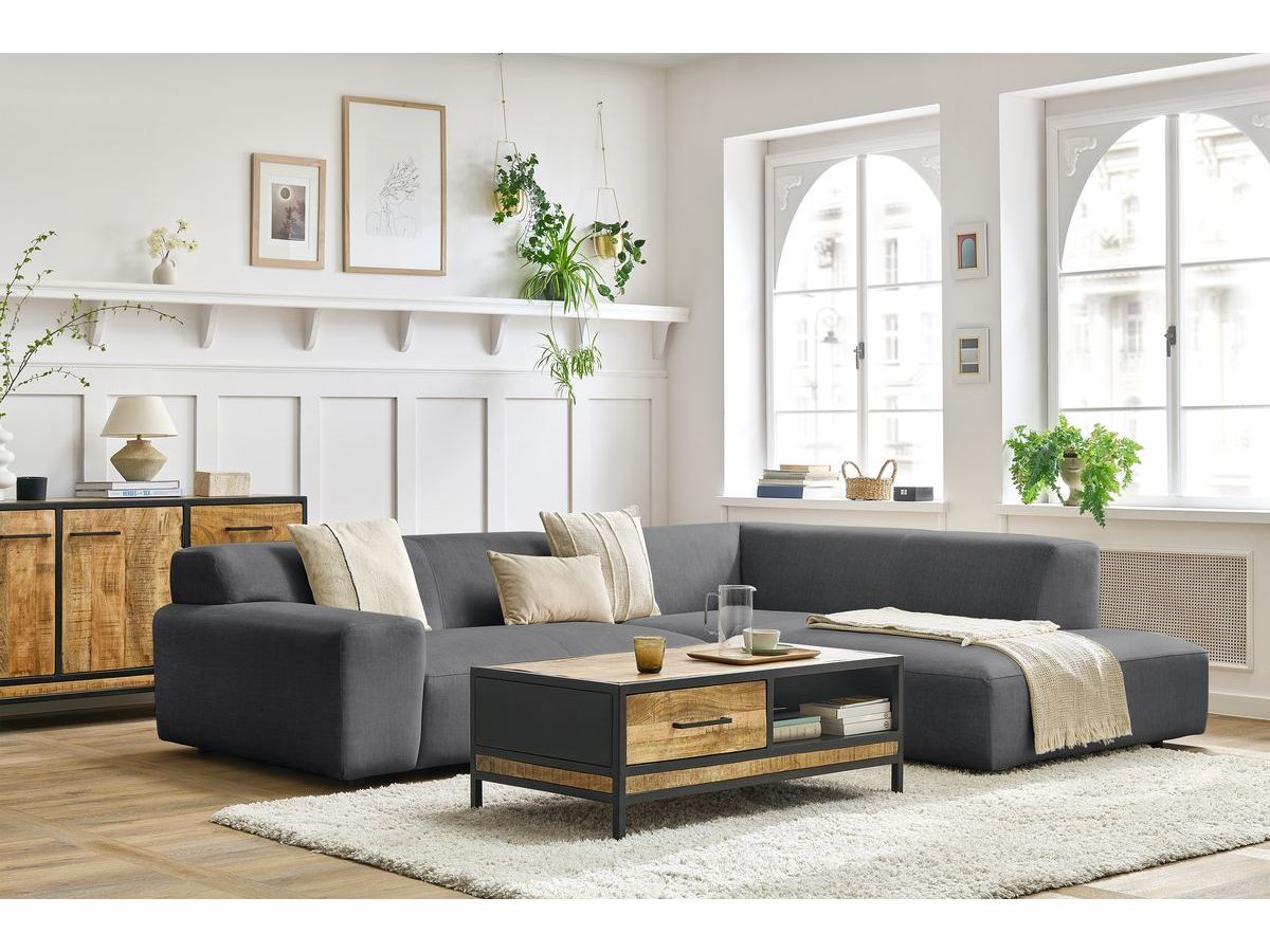 Bobochic Lavena Ecksofa 272 × 220 cm Samt Dunkelgrau Ecke rechts