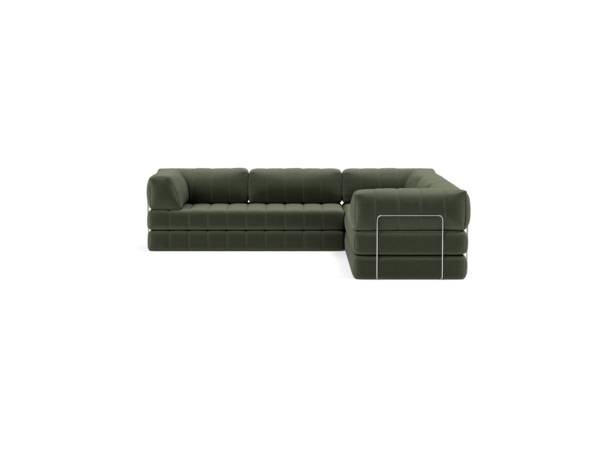 Eck-Schlafsofa CozyPad mit Armlehnen Chenille Esina 413-Olive-Green