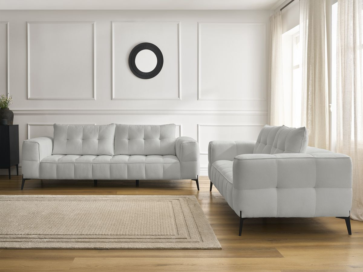 Bobochic Anis Sofa-Set 3- und 2-Sitzer Strukturstoff Hellgrau