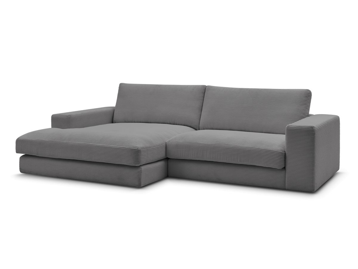 Bobochic Leonard Ecksofa 234 × 159 cm Cordsamt Dunkelgrau Ecke links