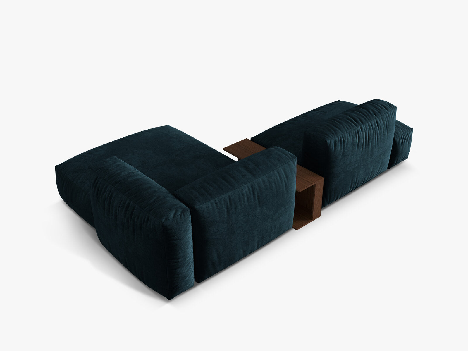 Micadoni Ecksofa Martina 2-Sitzer mit Couchtisch Rechts Samt Tiefes Petrol