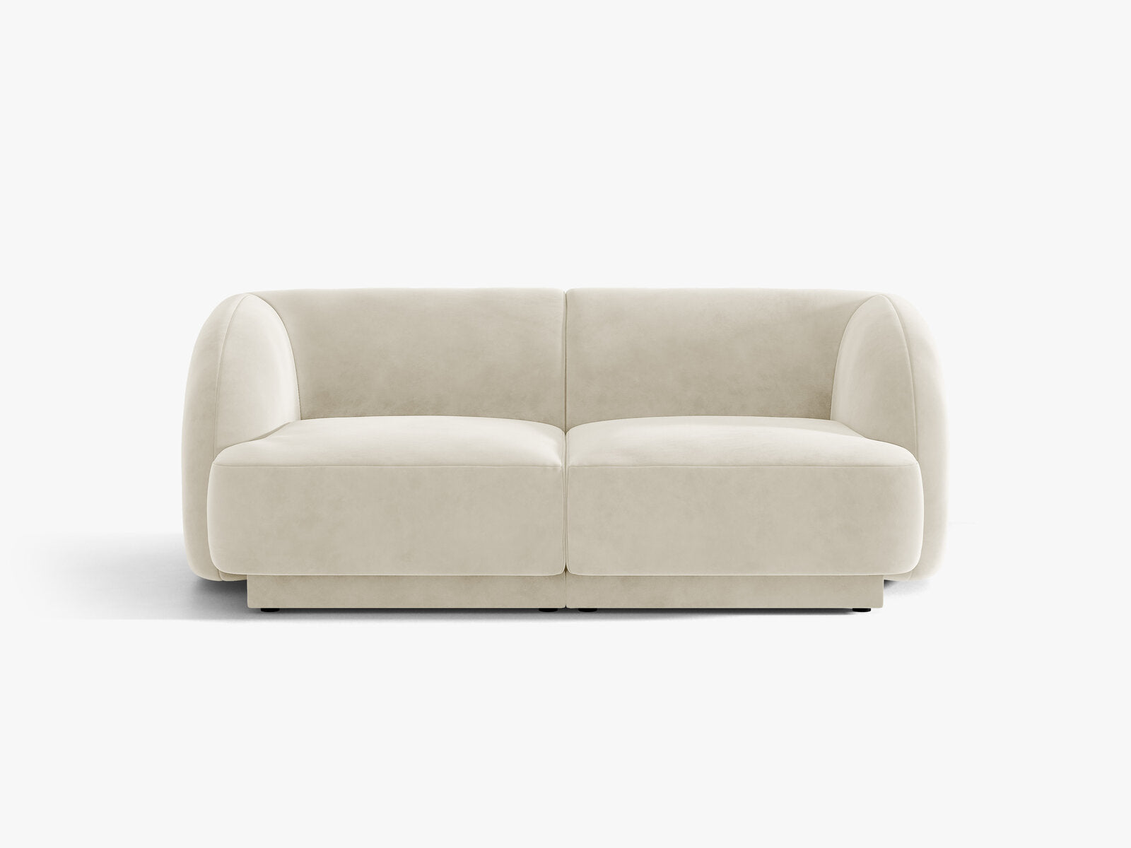 Micadoni Sofa Miley 2-Sitzer Samt Bluvel Helles Beige
