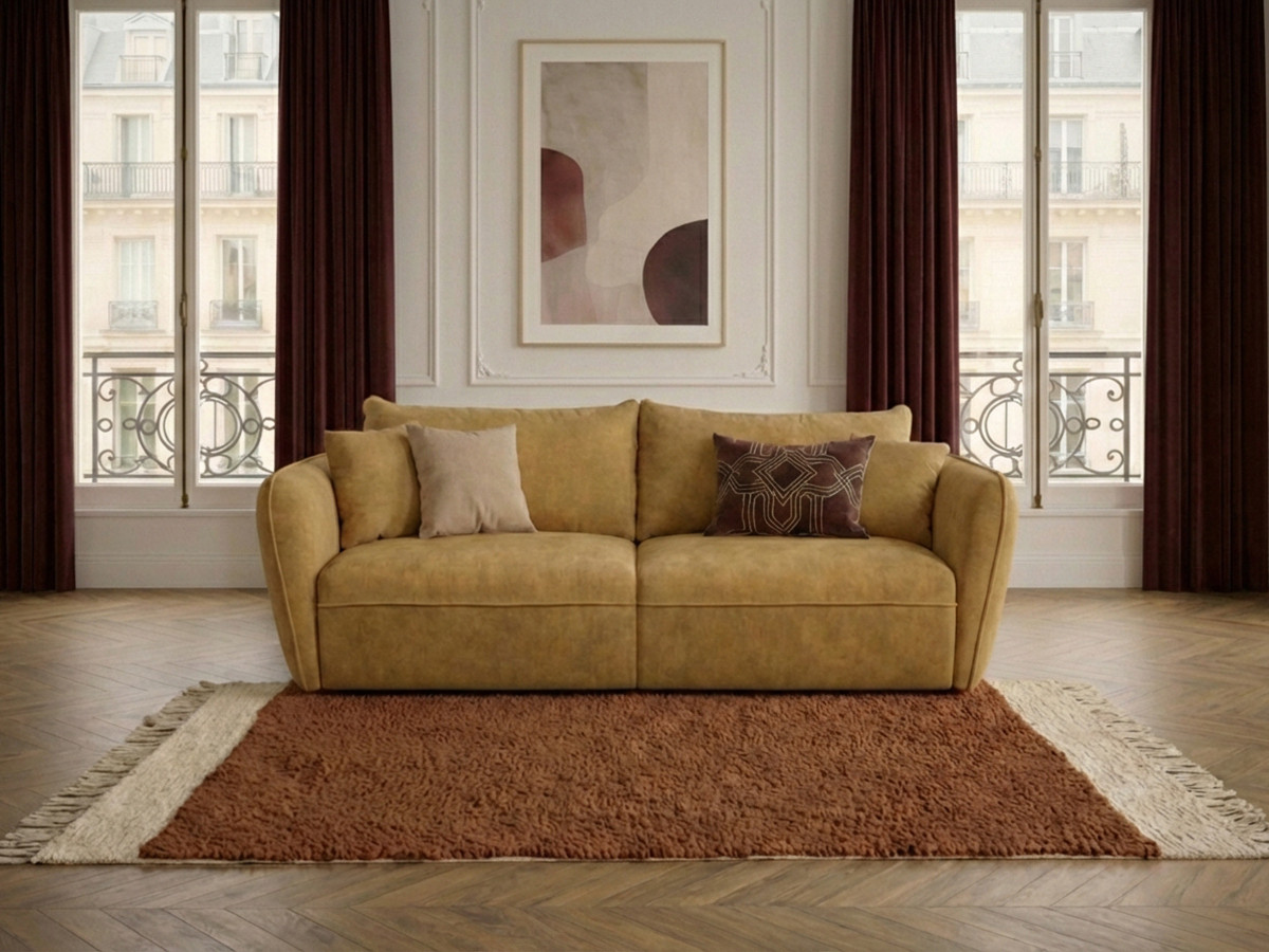 Bobochic Luigi Sofa 3-Sitzer Strukturstoff Gelb