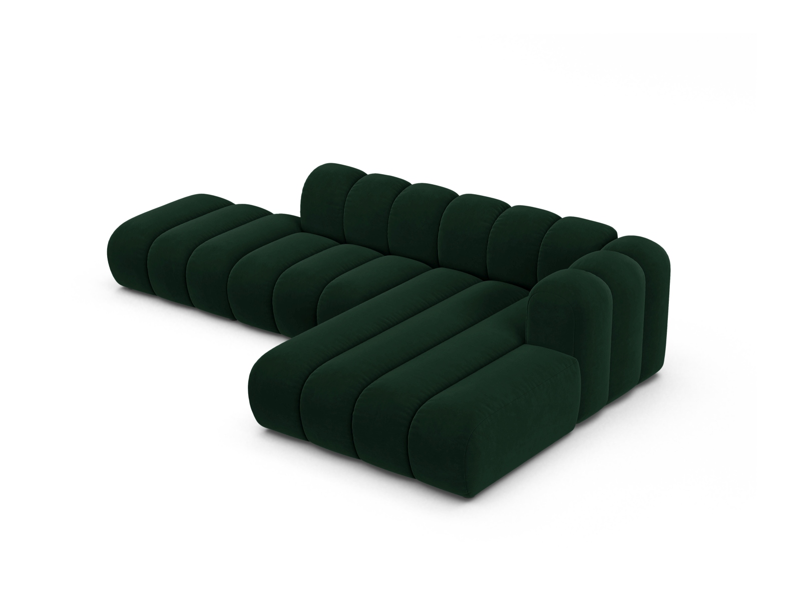 Micadoni Modulares Ecksofa offen Lupine 5-Sitzer Rechts Samt Salvador Flaschengrün