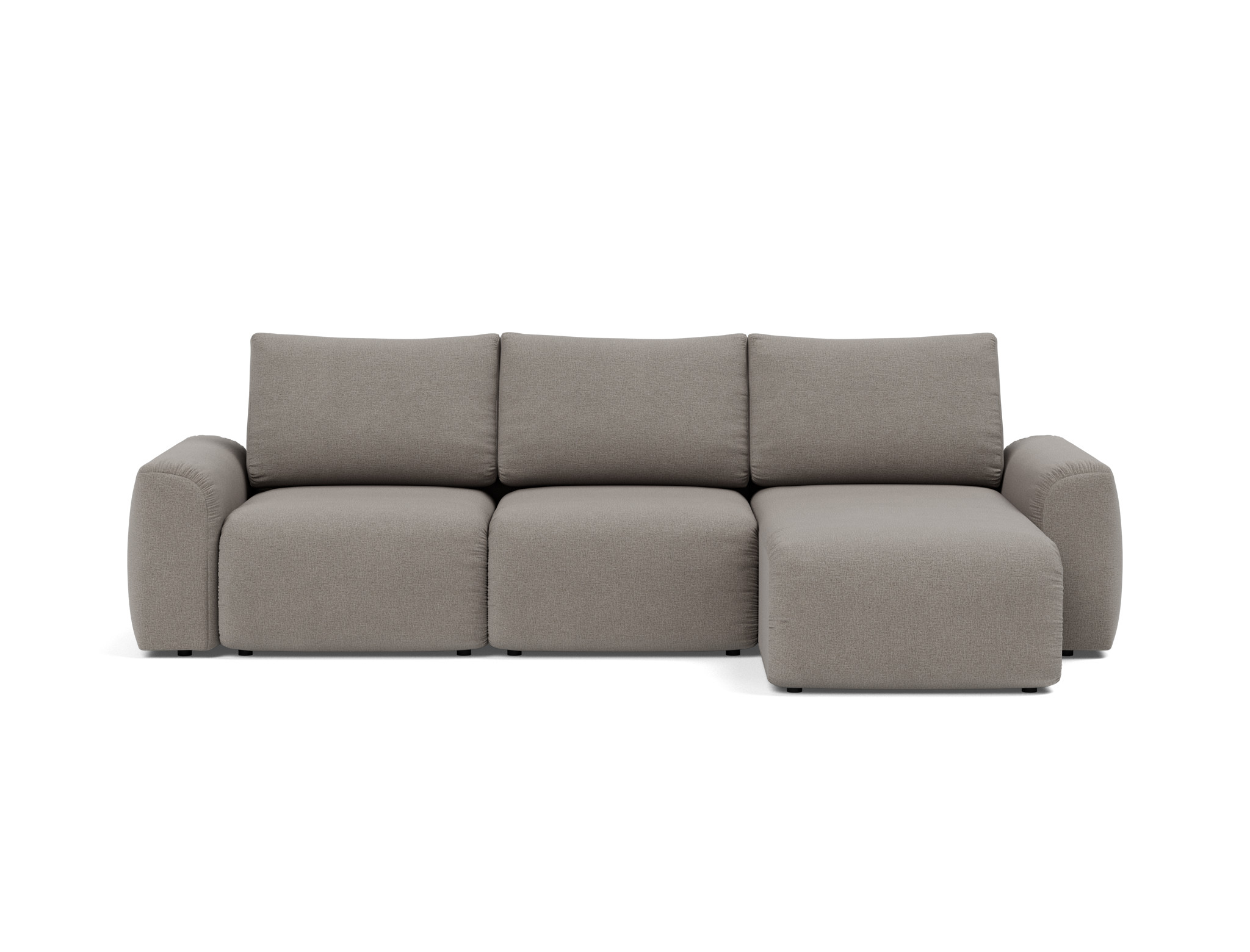 Schlafsofa Norum mit Chaiselongue und Chunky-Armlehnen Flachgewebe Mixed Dance 521-Grey