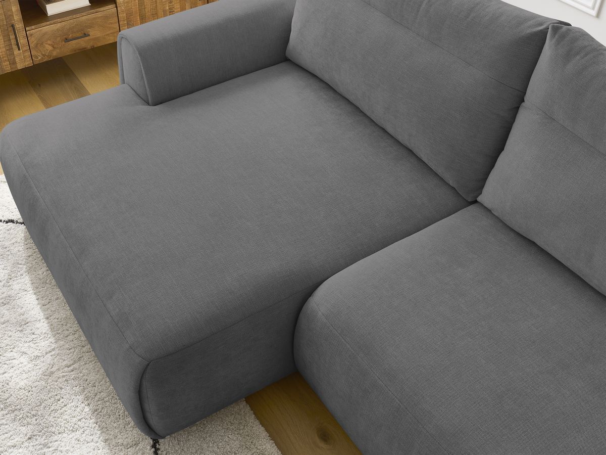Bobochic Aden Ecksofa 386 × 152 cm Stoff Dunkelgrau Ecke links