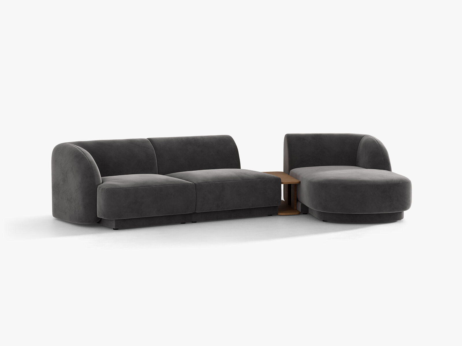 Micadoni Modulares Sofa Miley mit Recamiere 3-Sitzer Rechts Samt Bluvel Grau