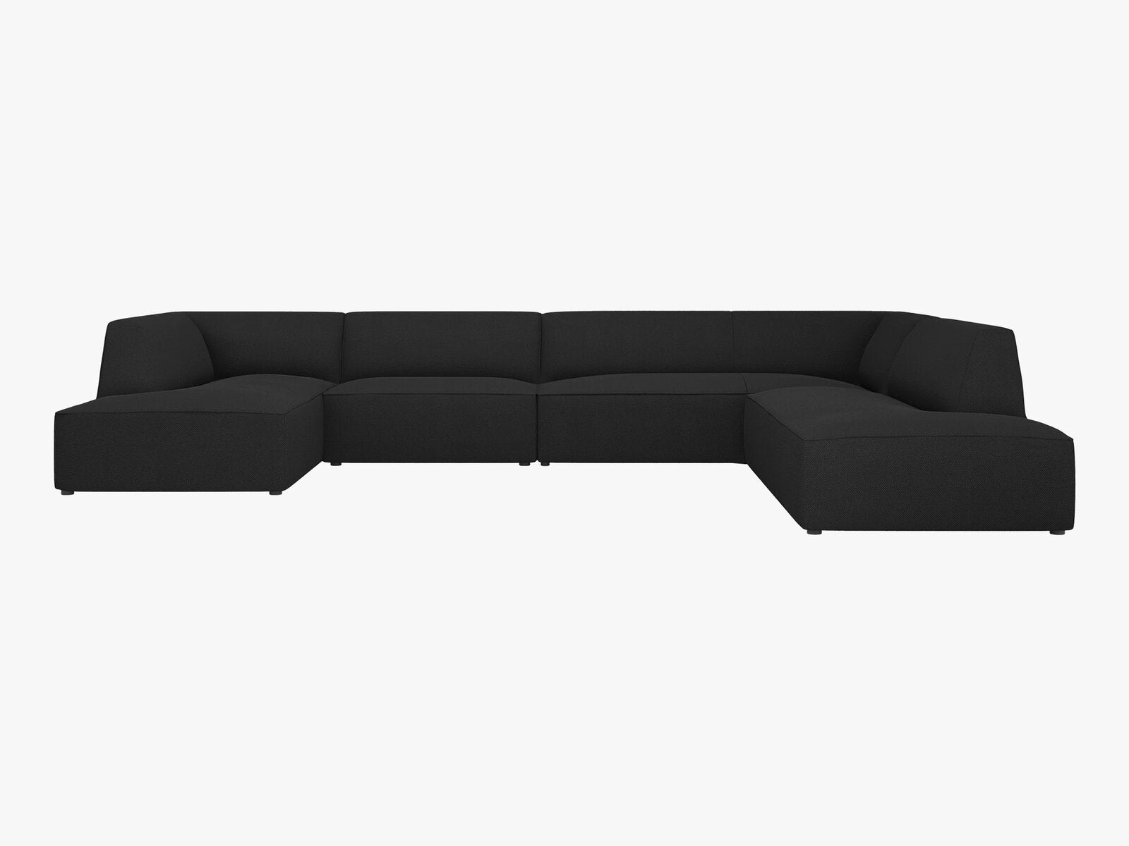 Micadoni Panorama-Ecksofa Ruby 7-Sitzer Rechts Strukturierter Stoff Ottawa Schwarz