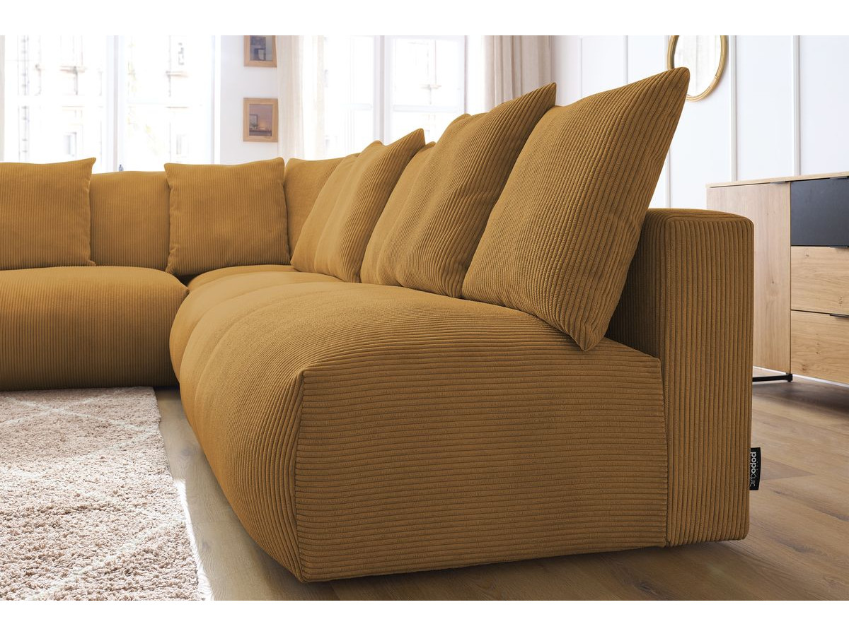 Bobochic Voltaire Ecksofa 322 × 268 cm Cordsamt Gelb Ecke links