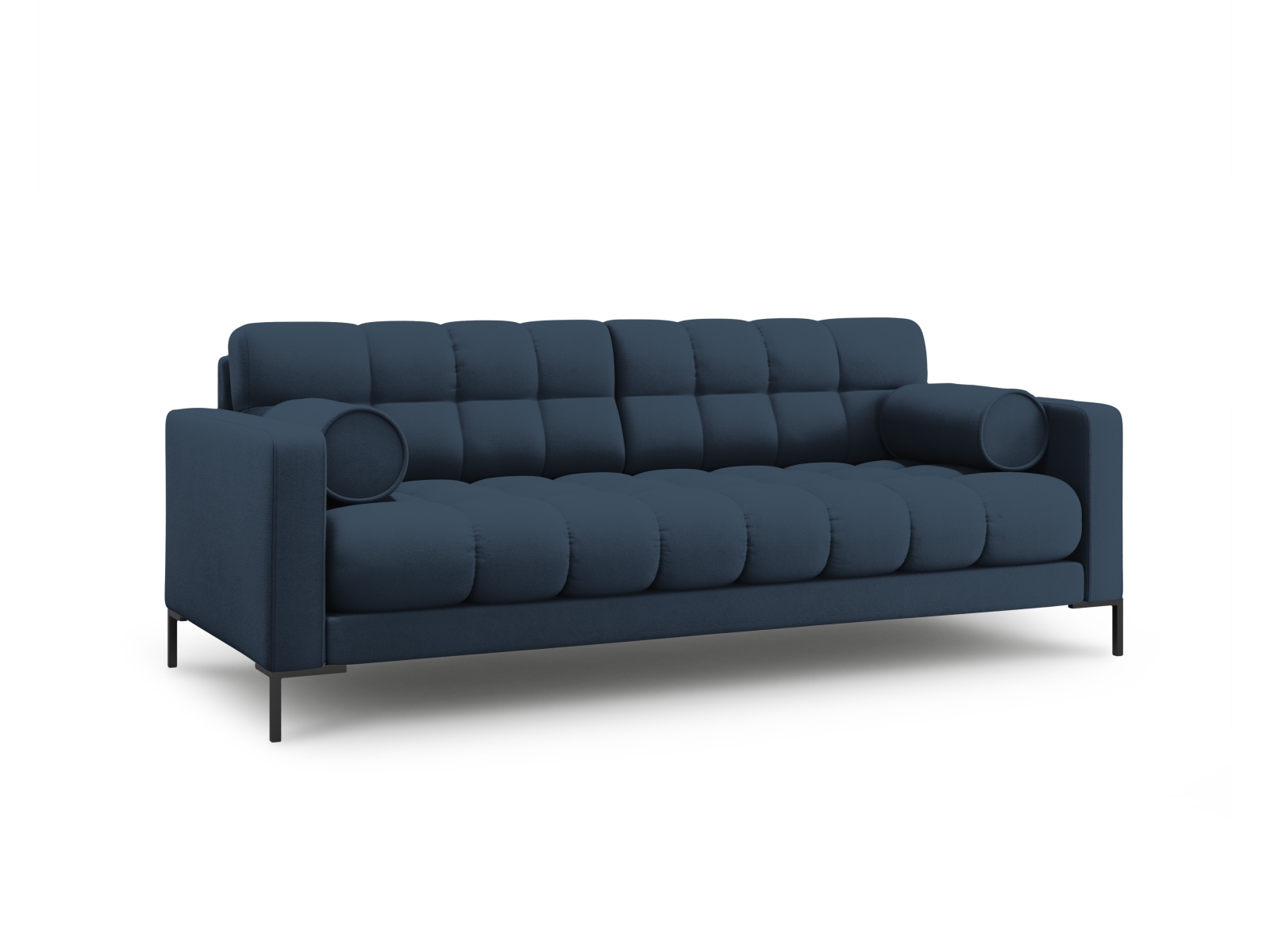 Cosmopolitan Design Sofa Bali 4-Sitzer Strukturierter Stoff Neve Blau Beine Schwarzes Metall
