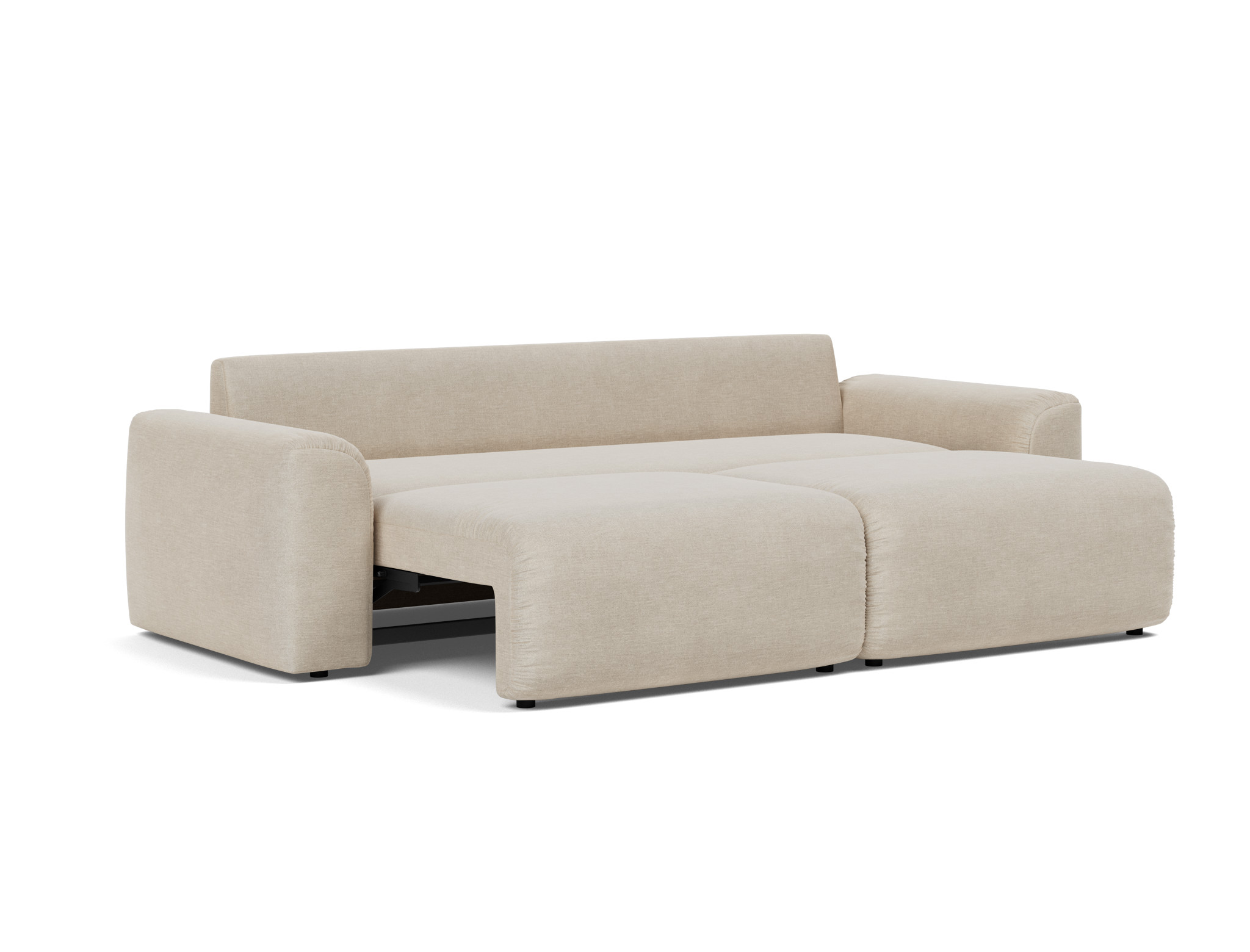 Schlafsofa Norum mit Chunky-Armlehnen Flachgewebe Phobos 586-Latte