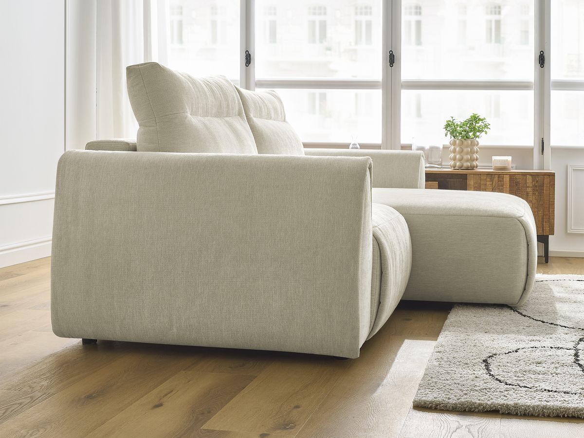 Bobochic Aden Ecksofa 246 × 152 cm Stoff Beige Ecke rechts