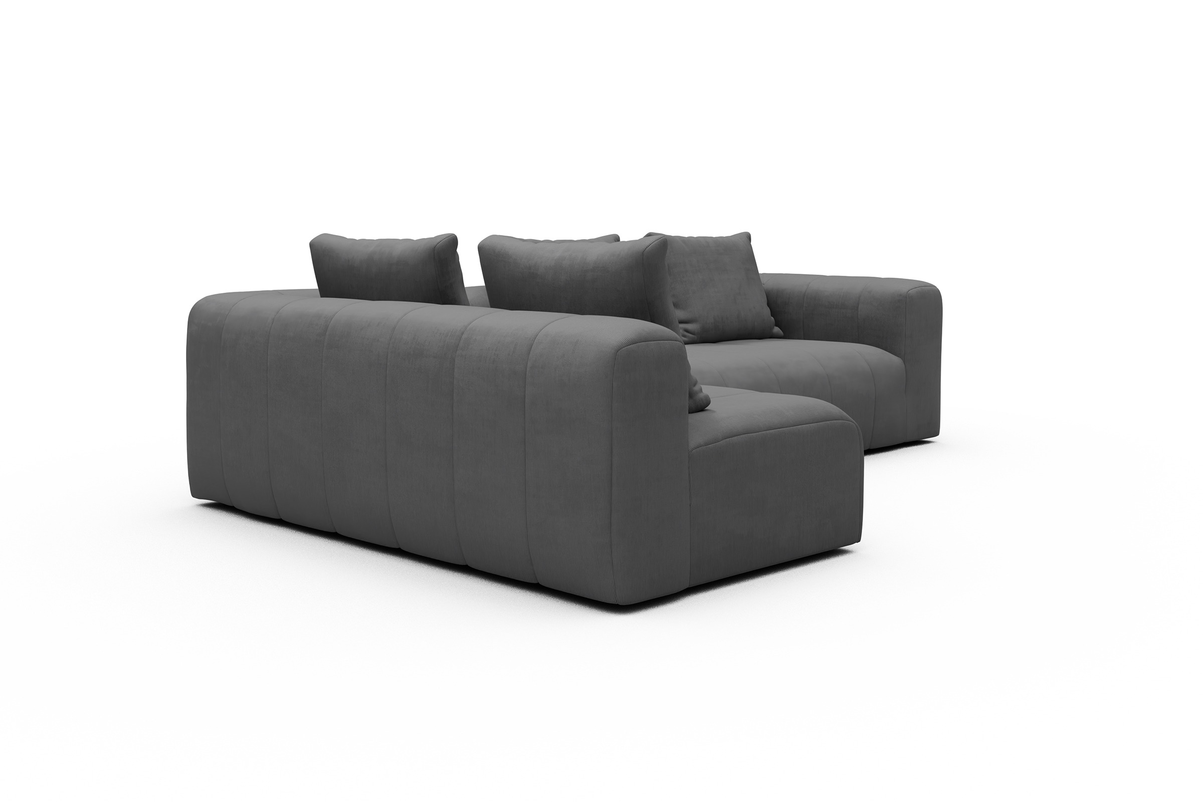 Ecksofa Hugo 2x 2,5-Sitzer Armlehne rechts Cordufine-Grey