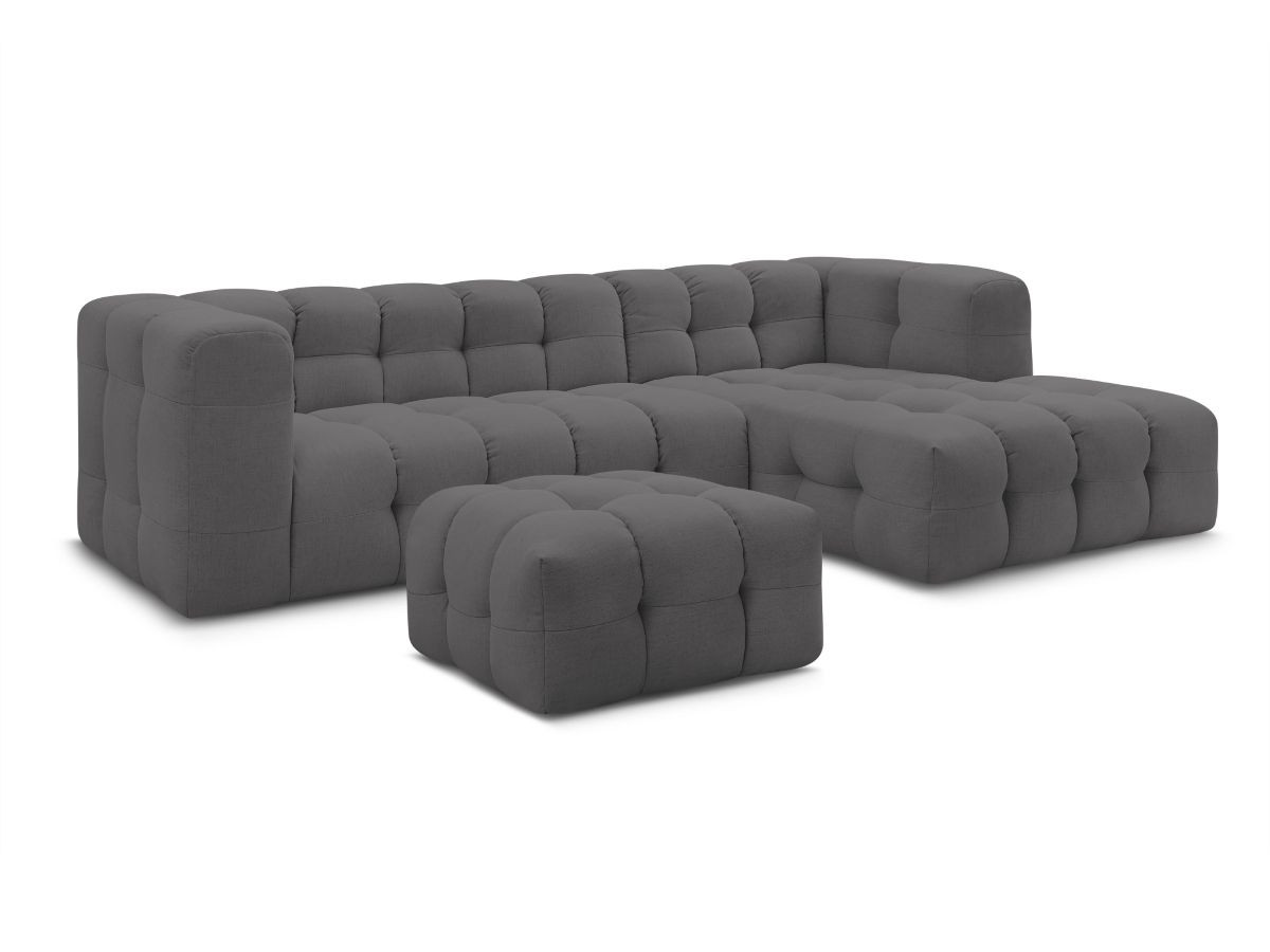 Bobochic Cloud Ecksofa mit Pouf 288 × 184 cm Stoff Dunkelgrau Ecke rechts
